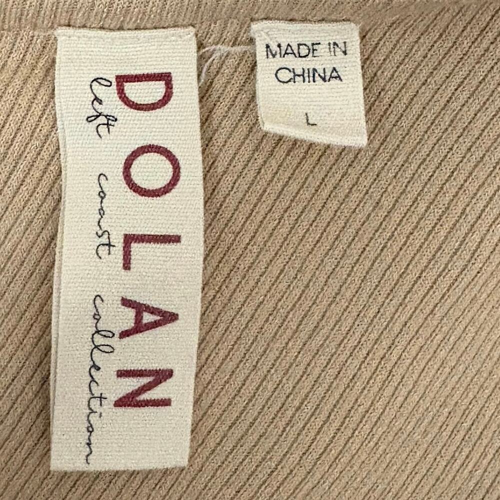 Dolan One Shoulder Tan Ribbed Knit Top Women’s L Orange Embroidered Floral Trim - Picture 8 of 10